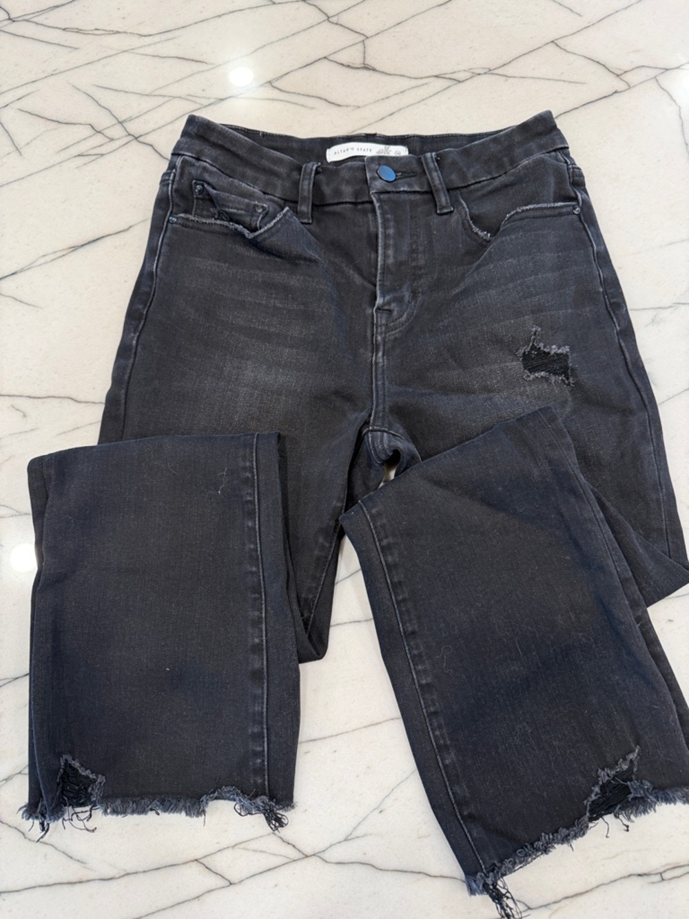 Altar'd State Washed Black Cropped Distressed Jeans